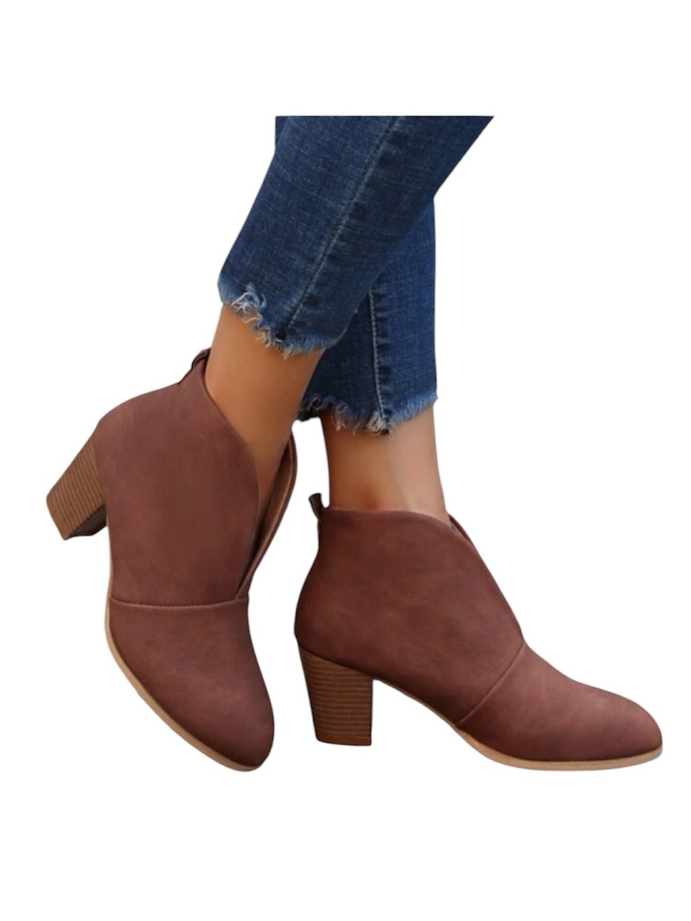 SHEIN Brown Tan Chunky Square Heel Ankle Booties Size EUR 41 US 9.5